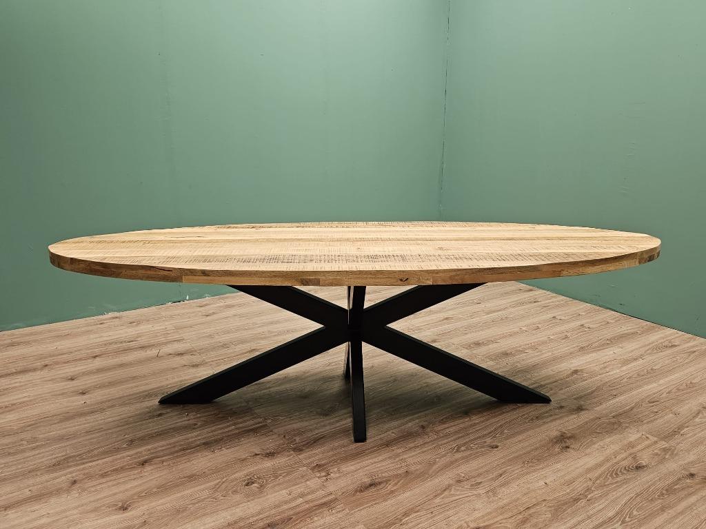 Eettafel Mangohout | Ovaal | 180cm | 200cm | 220cm | 240cm |, Huis en Inrichting, Tafels | Eettafels, Industrieeel, Overige materialen