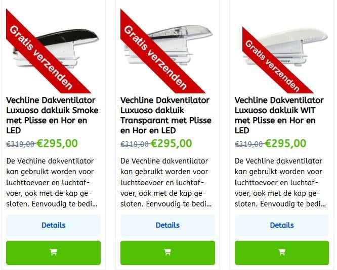 Vechline Dakventilator Luxuoso dakluik 3 kleuren! Actie 295€, Ophalen of Verzenden, Nieuw