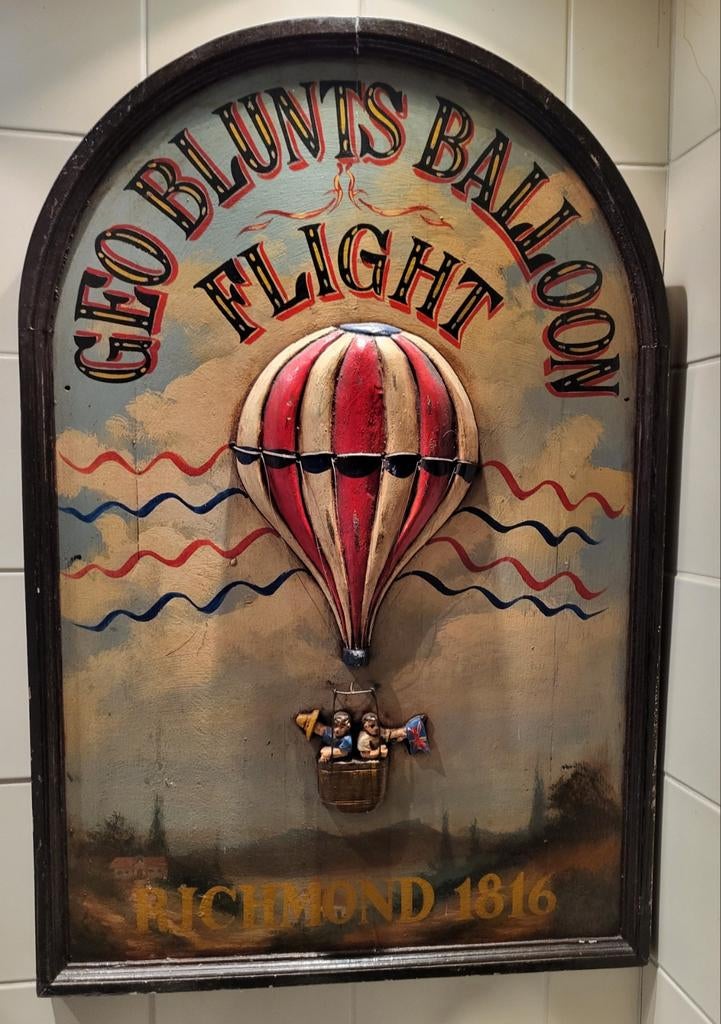 Reclamebord Geo Blunts Balloon Flight, Verzamelen, Ophalen, Gebruikt, Reclamebord
