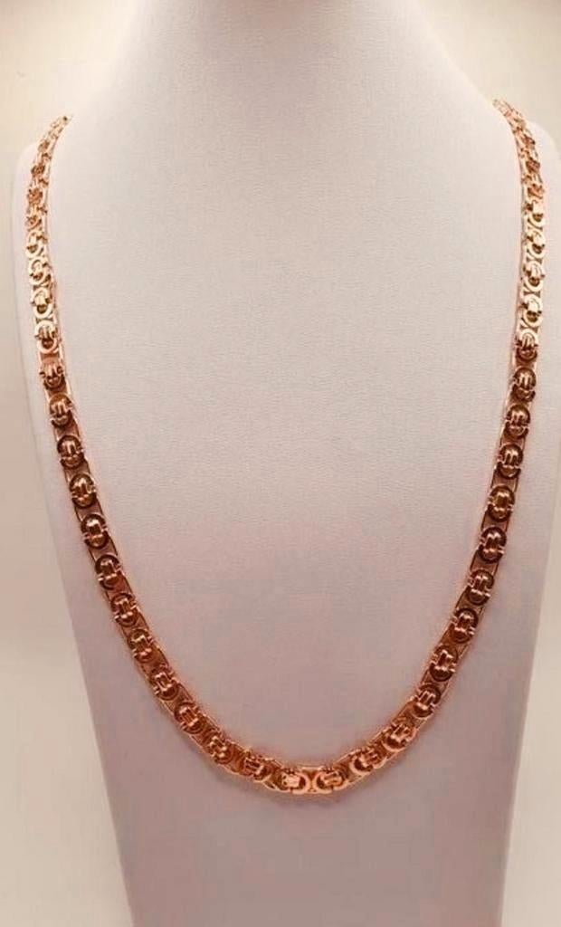 Gouden platte koningsketting 14kt, Www.bredajuwelier.nl, Nieuw, Ophalen of Verzenden, Www.bredajuwelier.nl