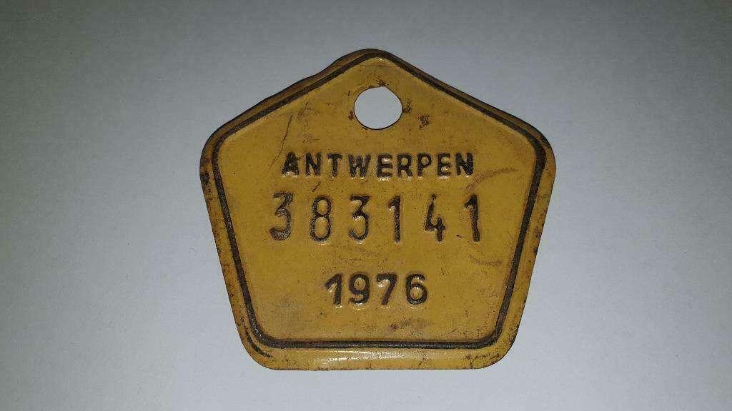 Belastingplaatje / Fietsplaat / Taksplaat 1976 Antwerpen, Ophalen of Verzenden