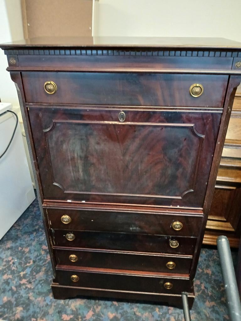 Klep secretaire. Mahonie hout., Ophalen, ., ., .