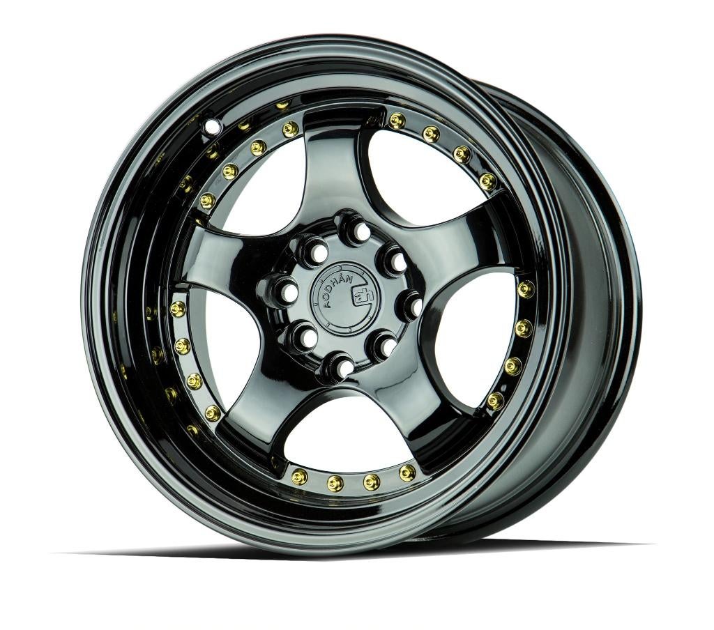 Aodhan AH03 Zwart goud 15 x 8.0J ET20 4x100 4x114.3, Ophalen of Verzenden