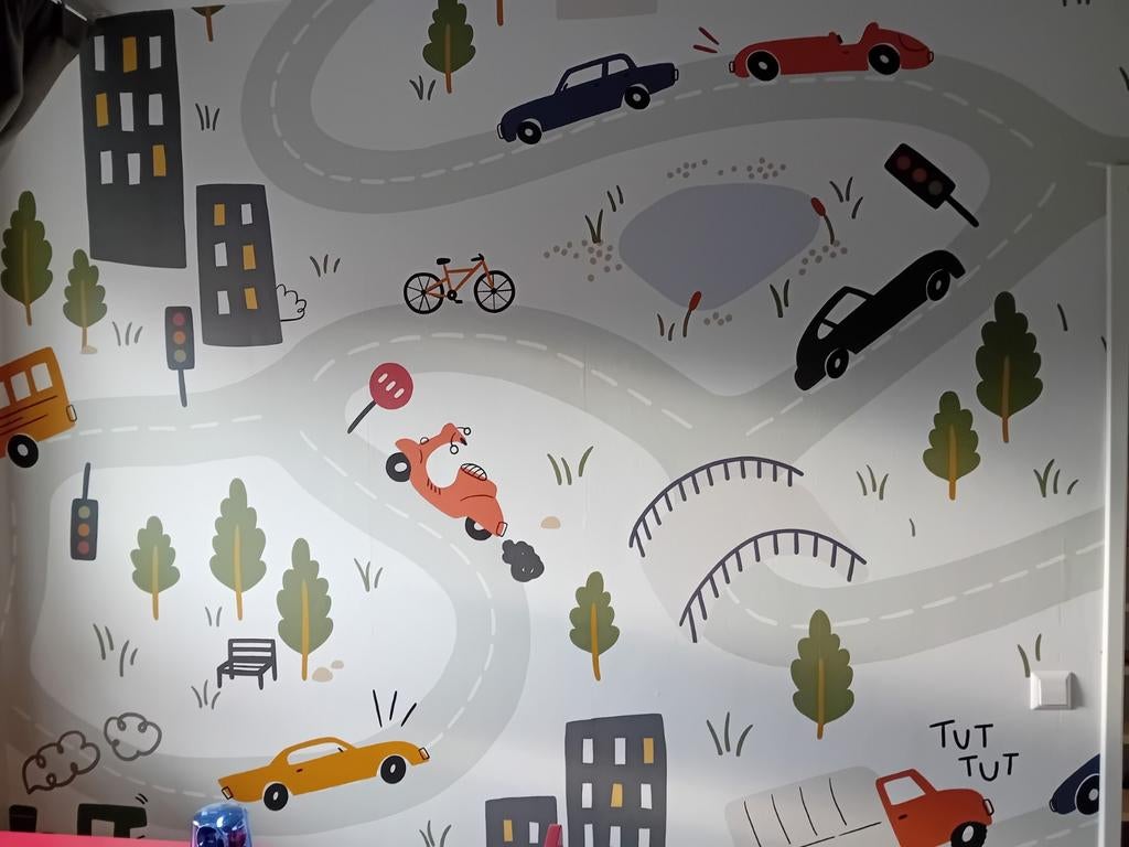 Roomblush Behang Auto's Geel - 5 van 6 banen, Ophalen of Verzenden, Minder dan 10 m², Geel, Kindvriendelijk