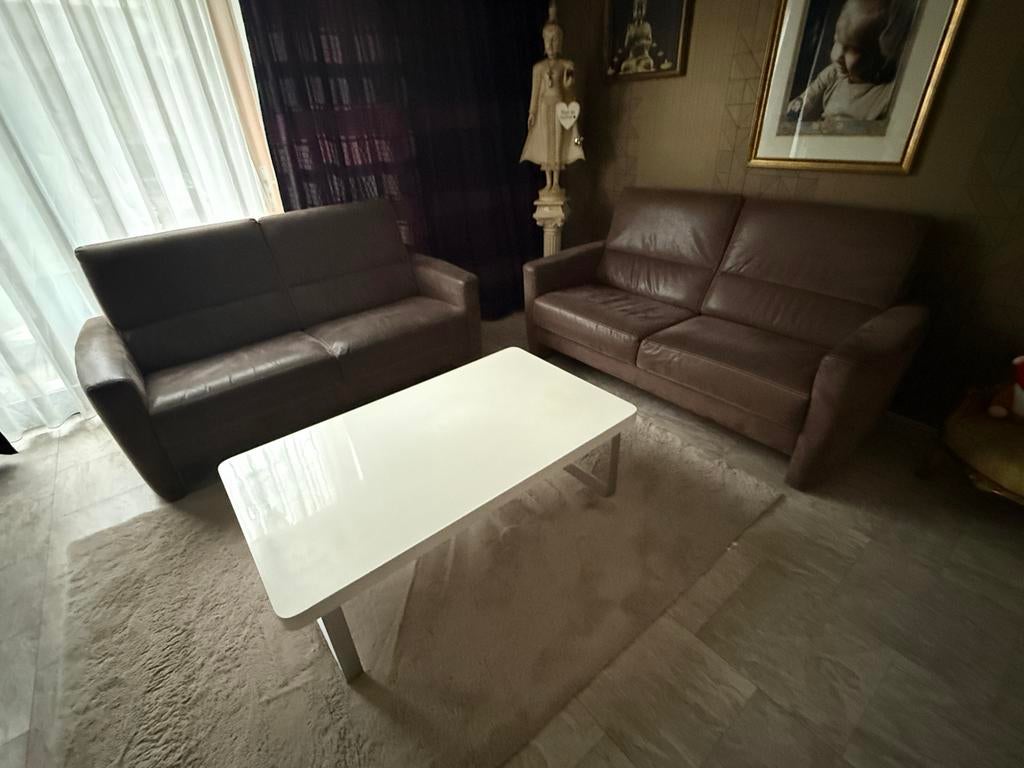 Lederen bankstel - 2x  twee en half zit., Gebruikt, 150 tot 200 cm, Driepersoons, Ophalen of Verzenden