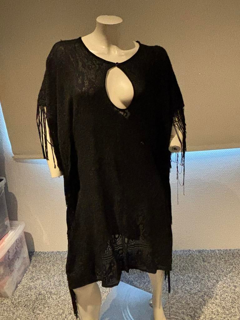 Twinset tuniek met franjes maat m, Ophalen of Verzenden, Zo goed als nieuw, Maat 38/40 (M), Zwart