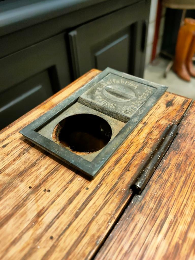 Antieke/vintage lessenaar, eiken jaren '20 schooltafel, Antiek en Kunst, Antiek | Meubels | Kasten, Ophalen