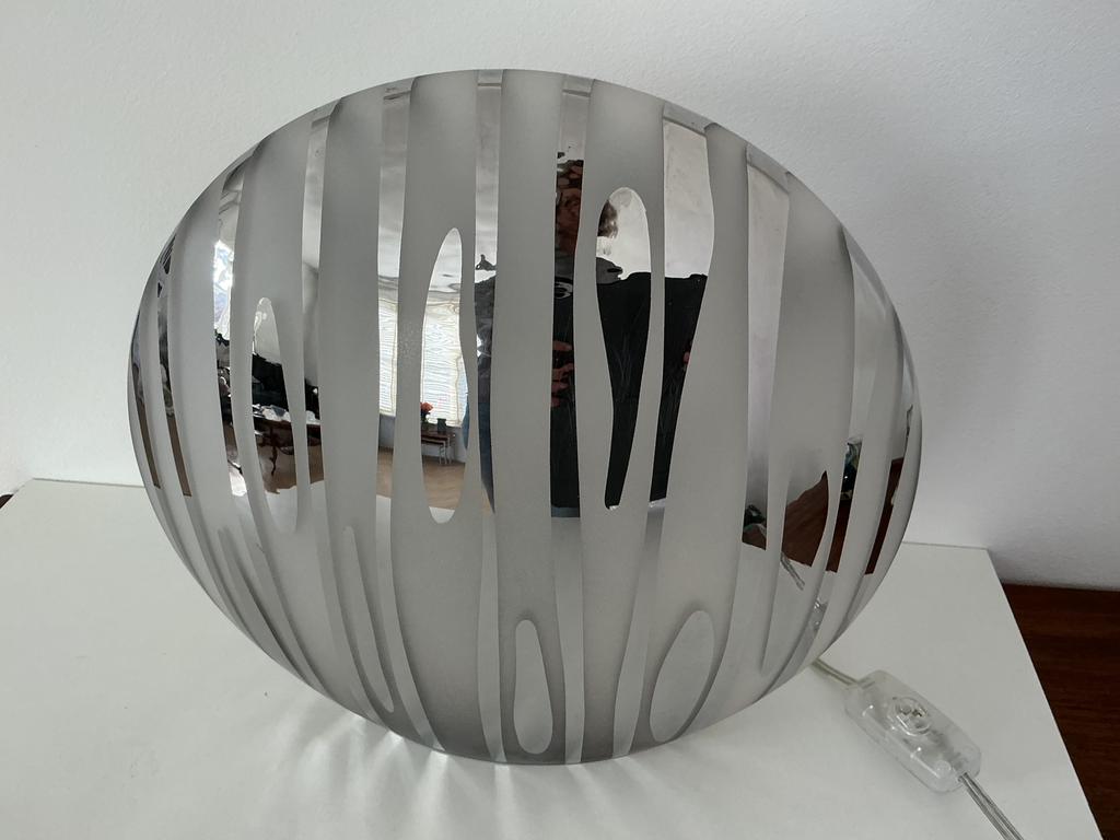 Design glazen Zebra tafellamp mat/spiegelend, Ophalen of Verzenden, Zo goed als nieuw, Minder dan 50 cm