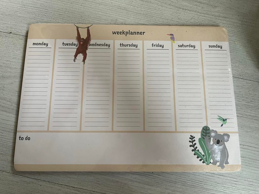 Weekplanner met dierenmotieven, Ophalen of Verzenden, Nieuw, Magneetbord