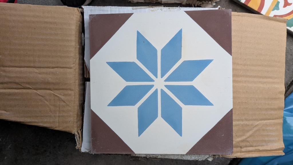 34 cementtegels, Doe-het-zelf en Verbouw, Tegels, Ophalen, Overige materialen, Gebruikt, 20 tot 40 cm