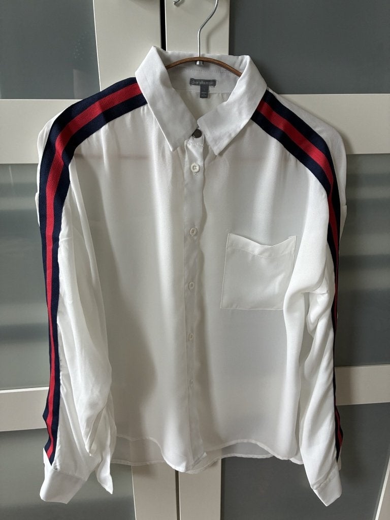 Charlotte Russe blouse maat S wit/rood/blauw, Wit, Ophalen of Verzenden, Zo goed als nieuw, Maat 36 (S)