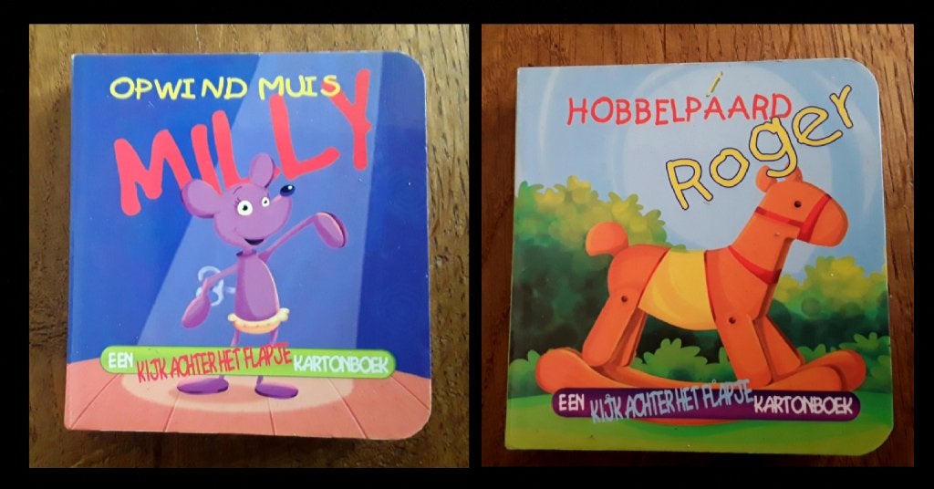 2x een kijk achter het flapje kartonboek: opwind muis Milly, Ophalen of Verzenden, Gelezen, 3 tot 4 jaar