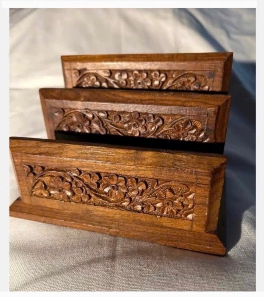 Antiek Houten Brievenstandaard met Bloemenmotief, Ophalen of Verzenden, Zo goed als nieuw, X, X