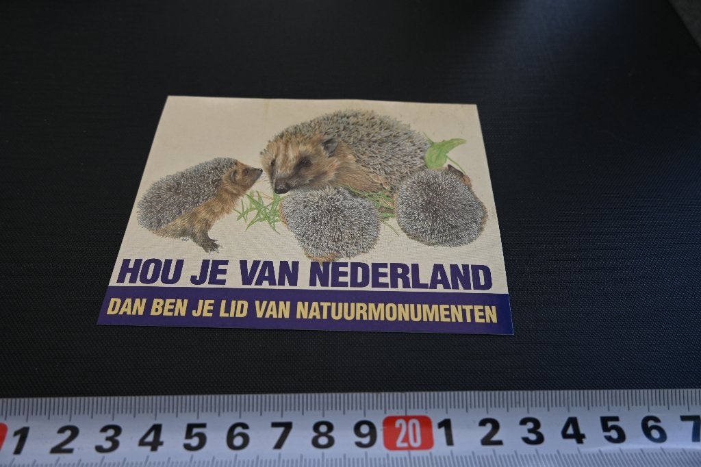 sticker hou je van nederland natuurmonumenten - egel, Verzamelen, Ophalen, Zo goed als nieuw