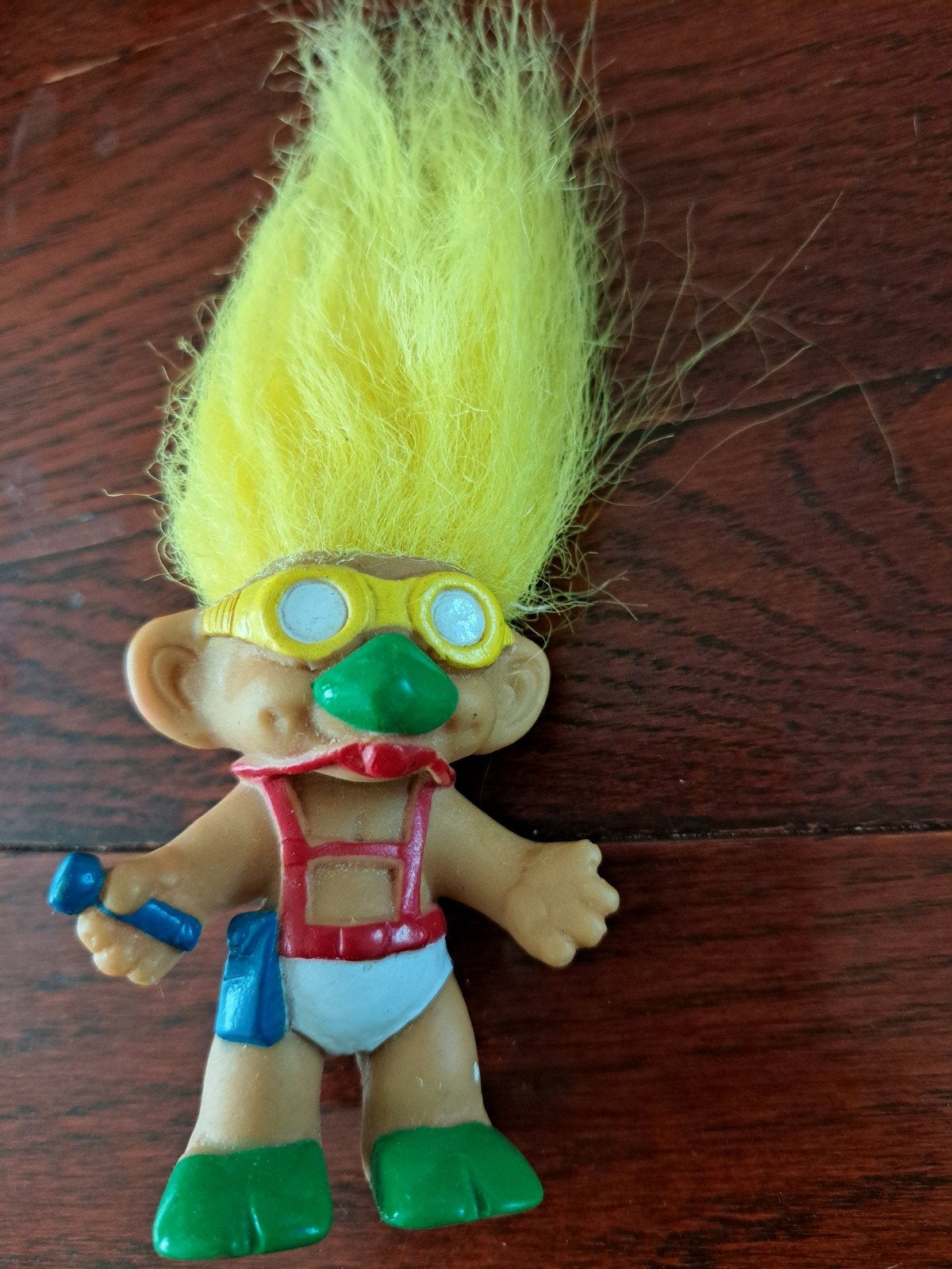 Vintage Troll Pop met Geel Haar - 7cm, Ophalen of Verzenden, Gebruikt