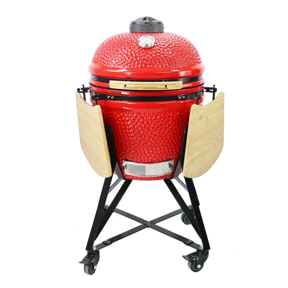 Kamado large 21’’ rood, Tuin en Terras, Houtskoolbarbecues, Ophalen, Nieuw, Met accessoires