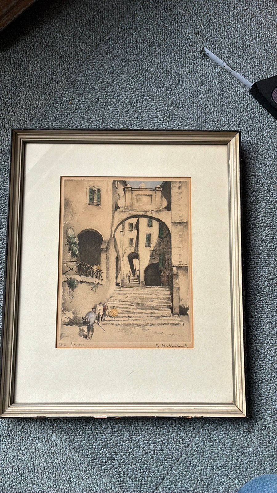 Roger Hebbelinck Moorse poort Menton ets, Antiek en Kunst, Ophalen of Verzenden
