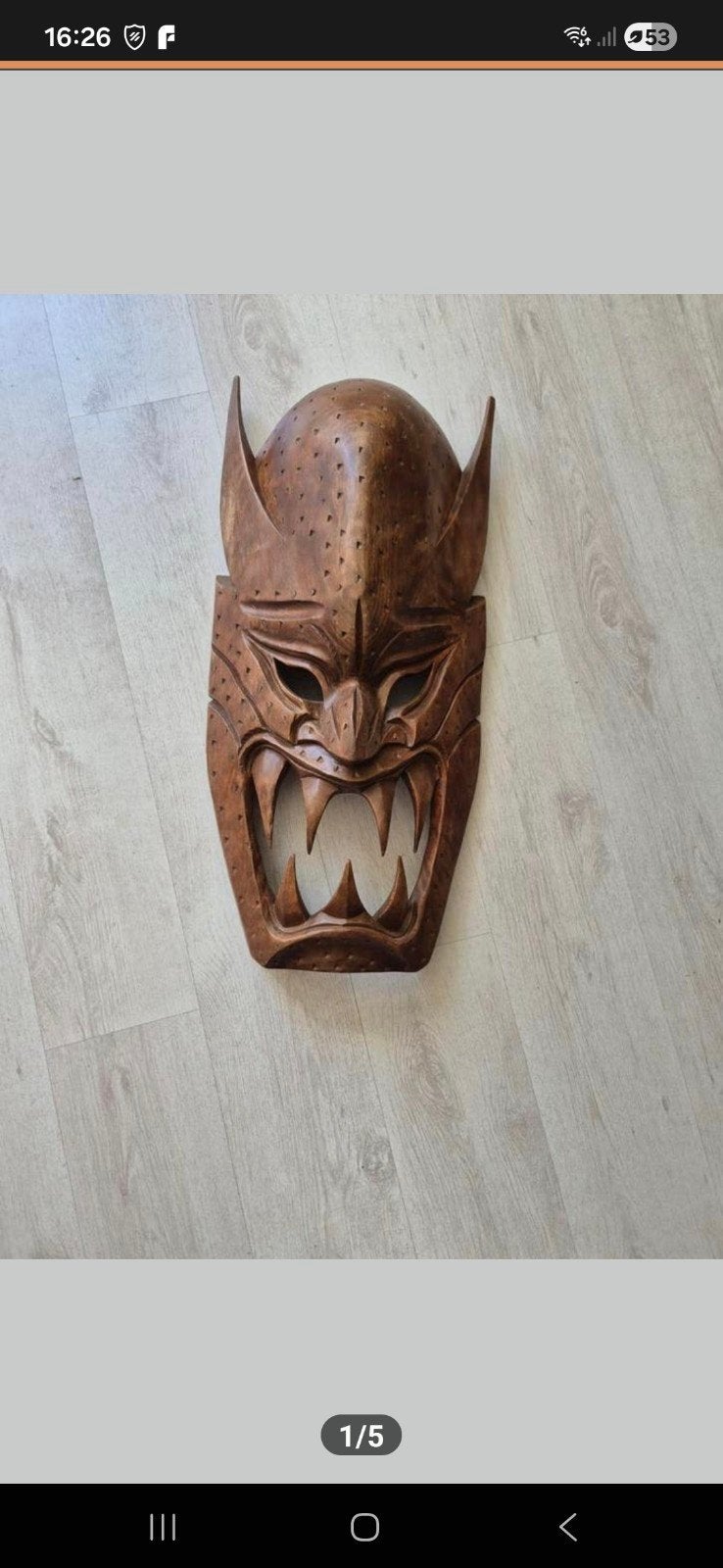 Groot Thais Houten Masker - Handgesneden Etnische Kunst, Ophalen of Verzenden