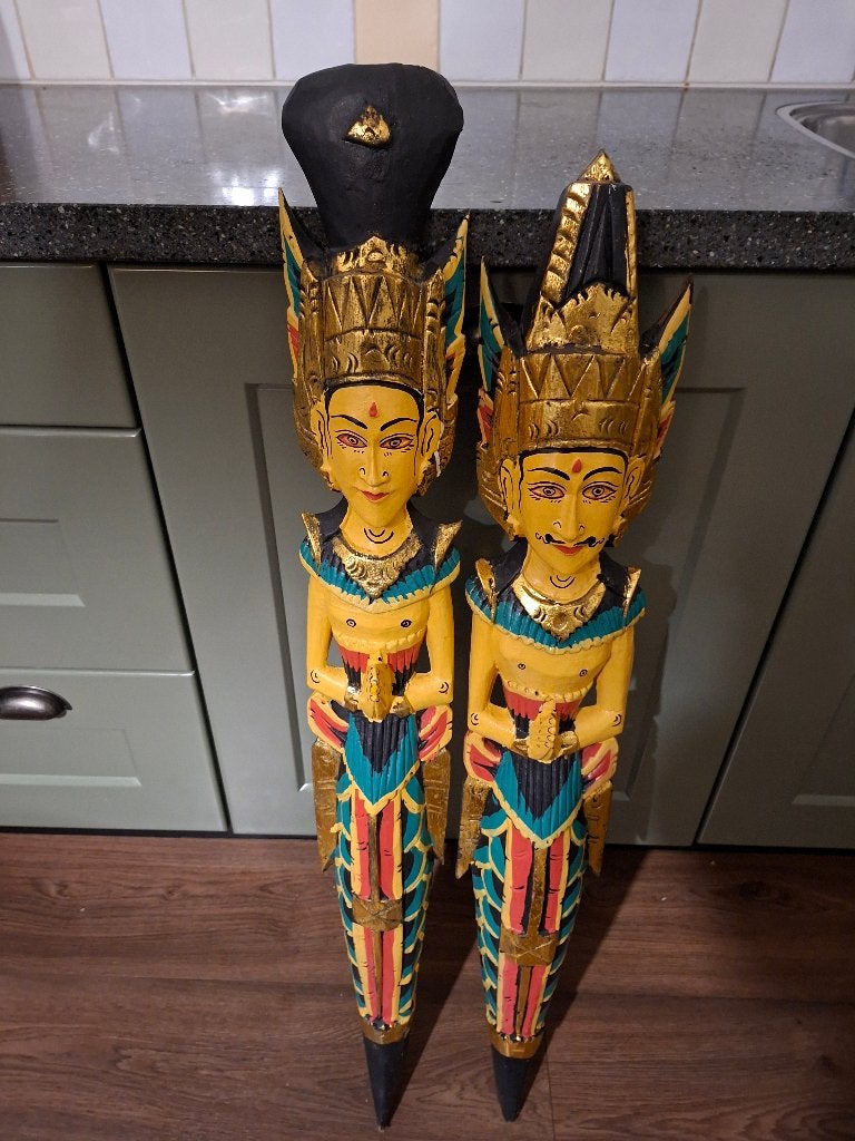 Rama en Sinta Balinees paar, Antiek en Kunst, Ophalen of Verzenden, Wanddecoratie, 1 meter - 2 meter, Hout