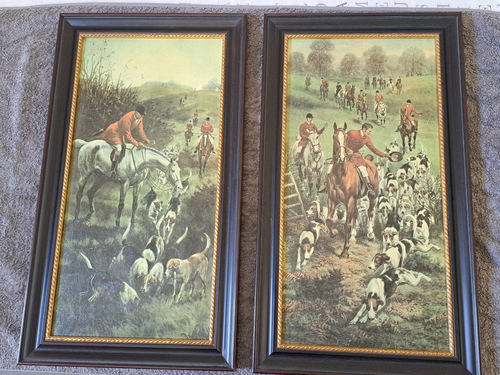 Set van 2 Vintage Jachttaferelen in Lijst, Antiek en Kunst, Ophalen of Verzenden