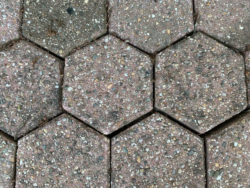 Rode zeskantige terrasstenen, Ophalen, Gebruikt, Klinkers, 5 tot 10 m²