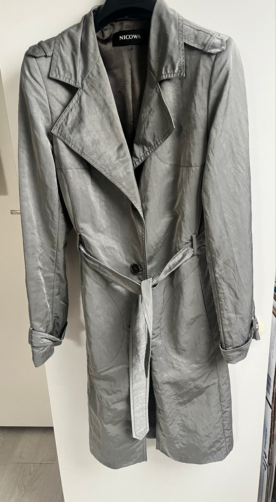 NICOWA Trenchcoat Grijs Maat 38/40 (M), Verzenden, Gedragen, Maat 38/40 (M), Grijs