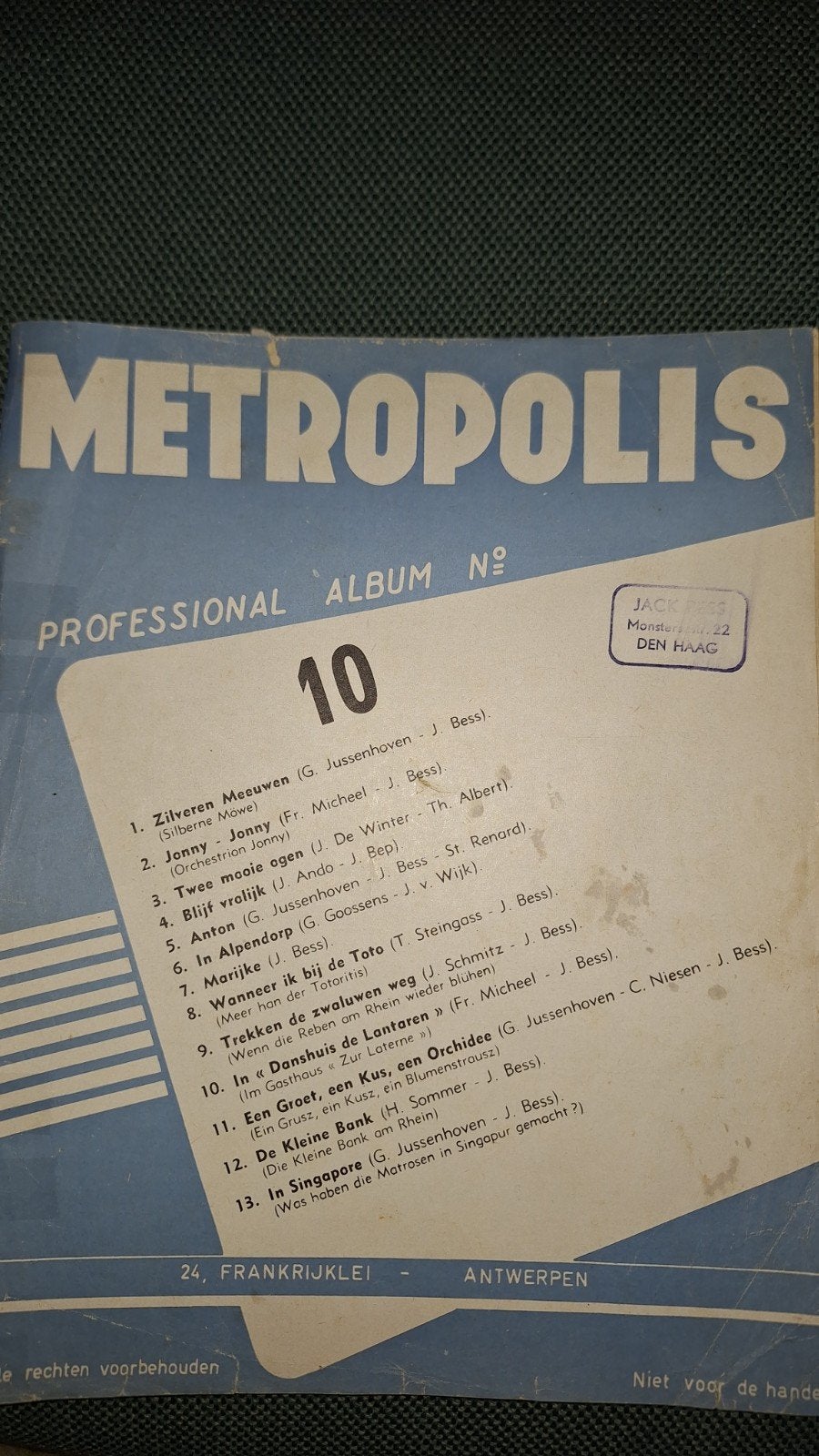 Metropolis Professional Album N 10 - bladmuziek, Piano, Gebruikt, Overige soorten, Ophalen of Verzenden