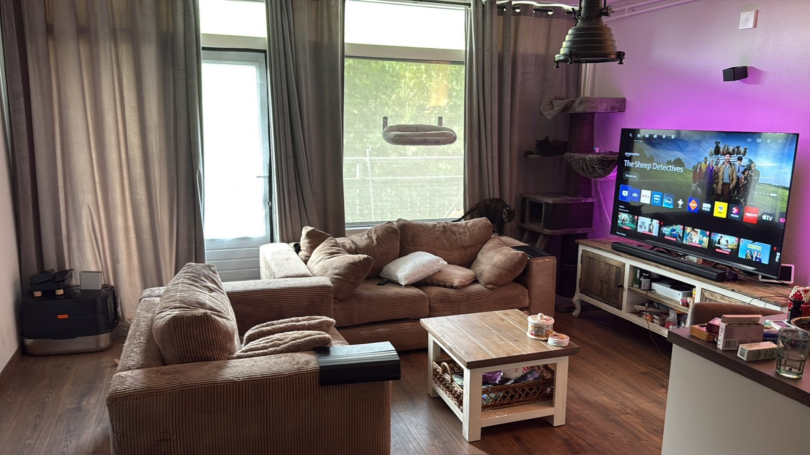 Bankstel ribstof zonder de extra kussens, Huis en Inrichting, Ophalen, Gebruikt