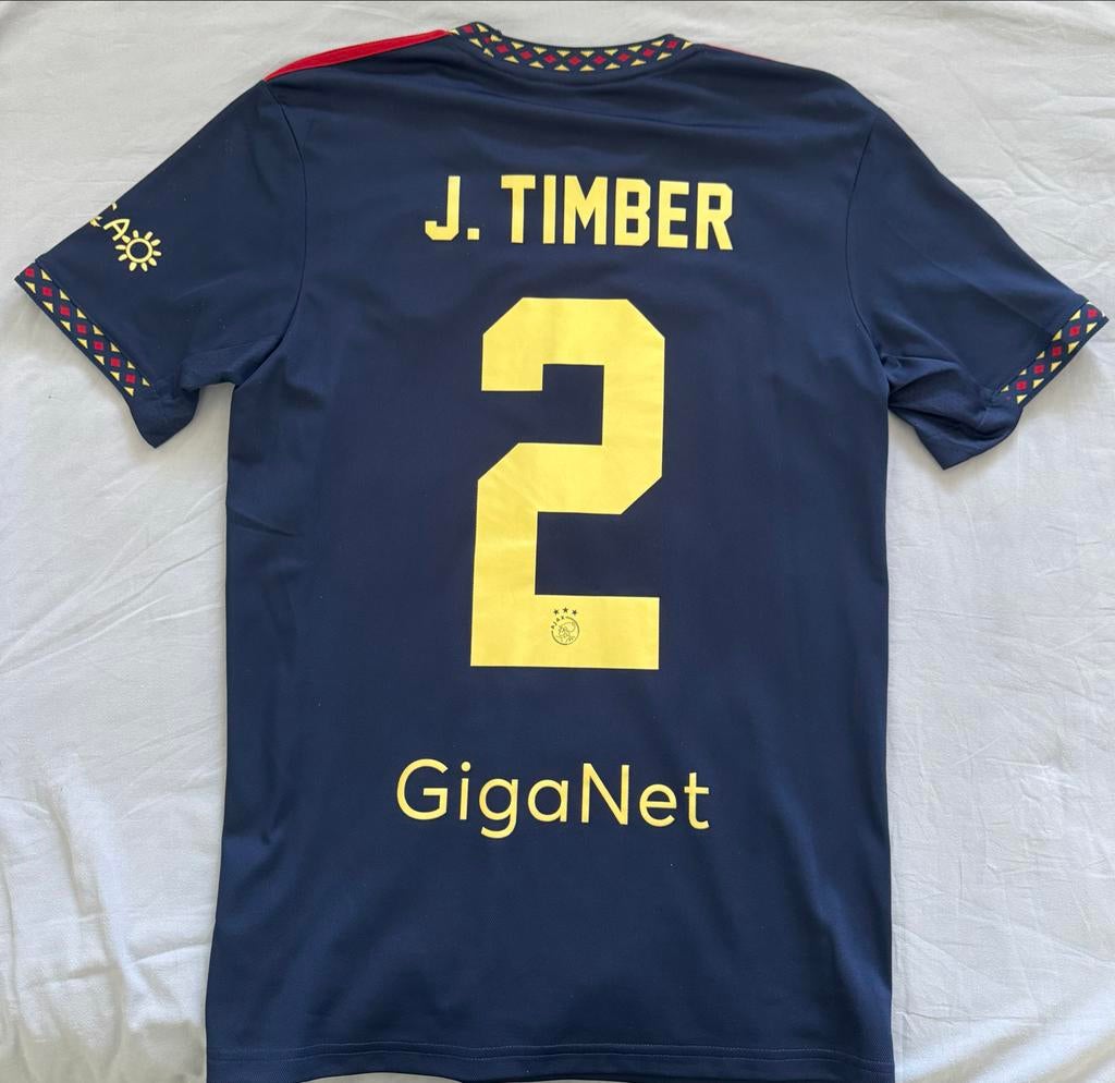 Officieel Ajax uitshirt 2022/2023 - J. Timber #2 - Maat S, Ophalen of Verzenden, Zo goed als nieuw, Blauw
