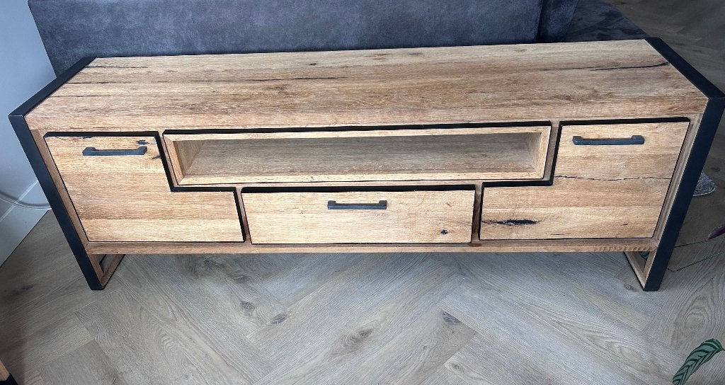 TV meubel 170cm Henders & Hazel Metalo, Ophalen, Industrieel / Hout, Gebruikt, 150 tot 200 cm