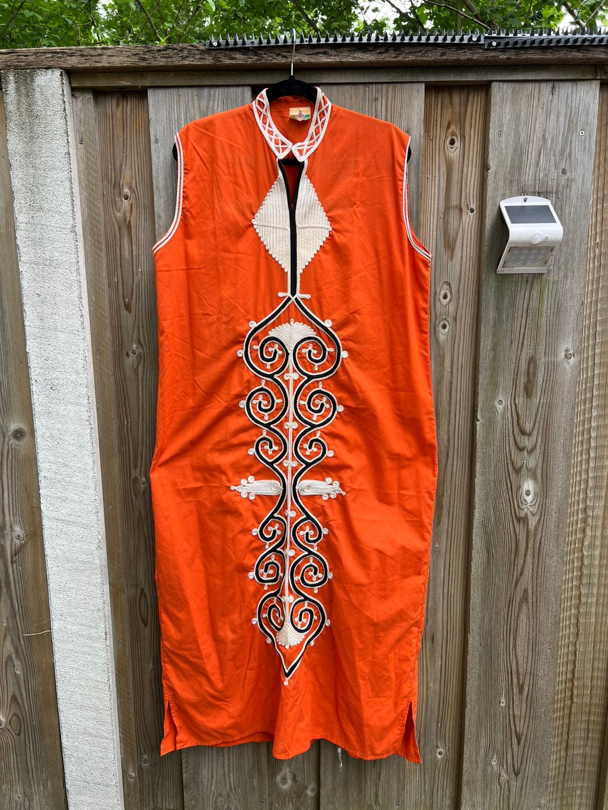 Vintage oranje kaftan met borduursel, maat 42-46, Maat 42/44 (L), Oranje, Ophalen of Verzenden, Gedragen