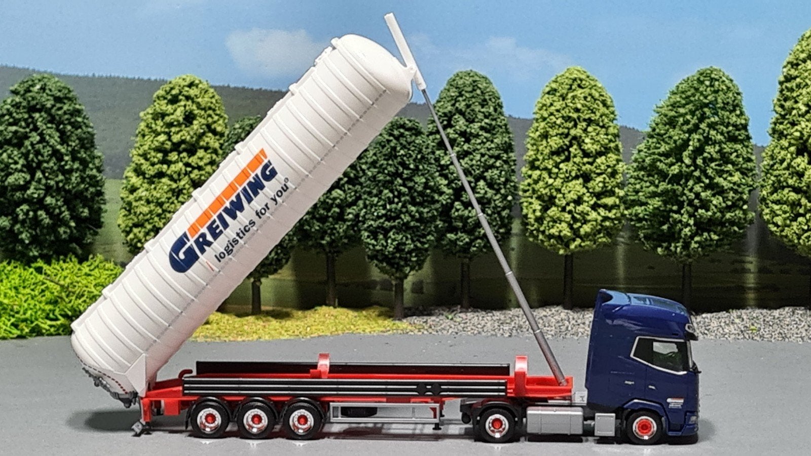 180 Herpa 1:87 Greiwing Daf XG+ ADR kipperSilotrailer, Ophalen of Verzenden, Nieuw, Bus of Vrachtwagen, Herpa