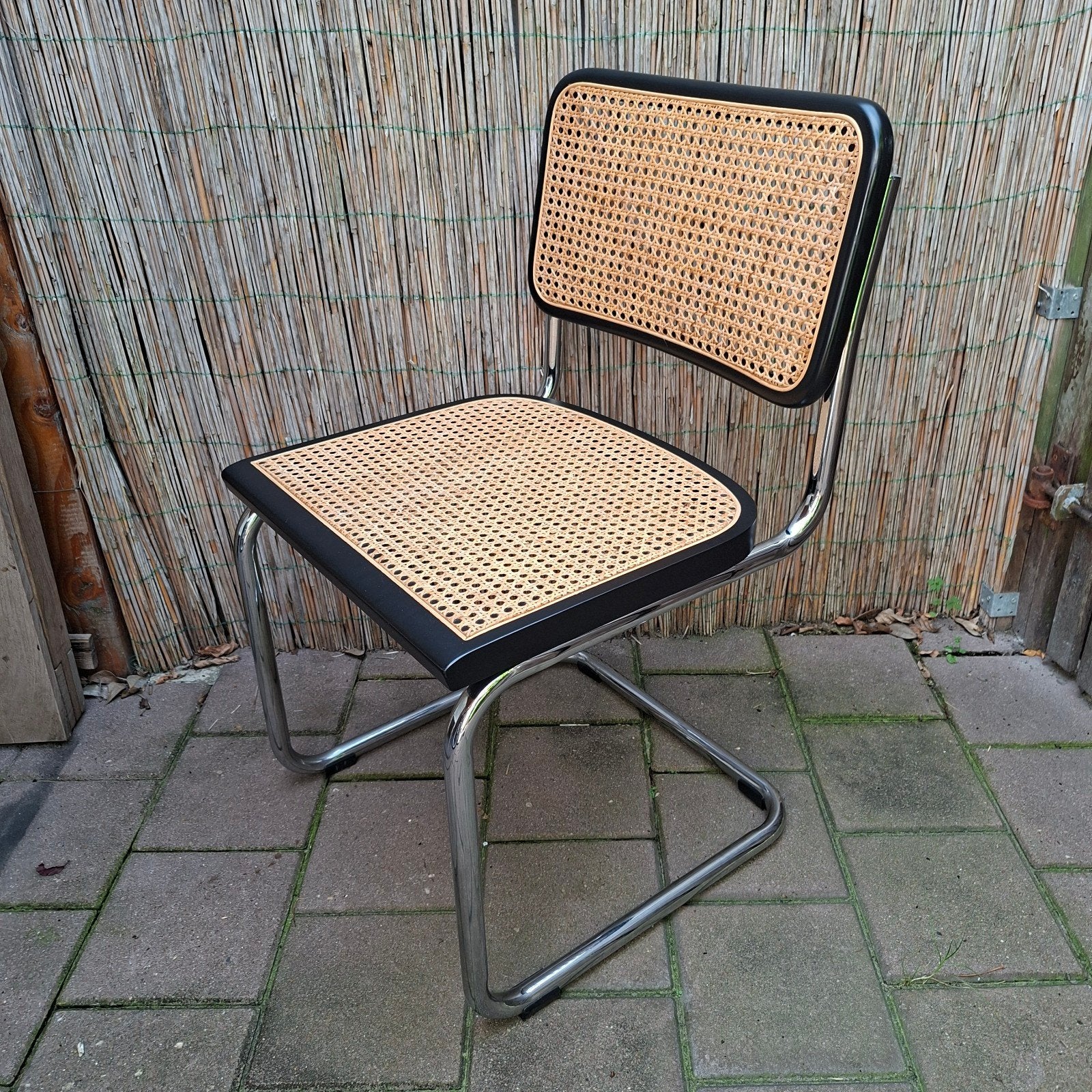 4x Cesca Thonet stijl Breuer Bauhaus buisstoel rotan webbing, Japandi Bauhaus Scandinavisch design, Hout, Zwart, Ophalen of Verzenden