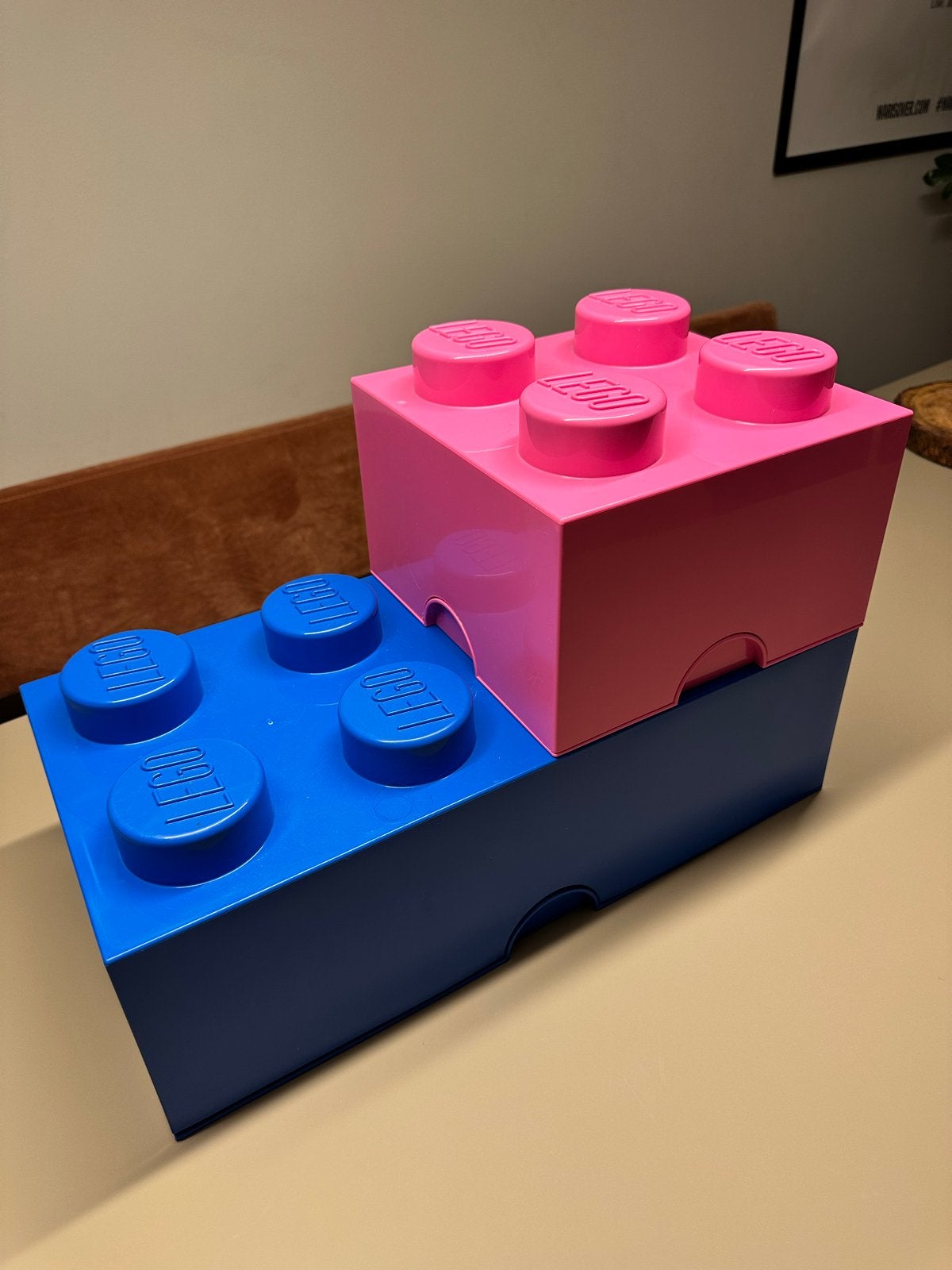Lego opbergboxen - roze en blauw, Ophalen of Verzenden, Zo goed als nieuw, Accessoire, Lego