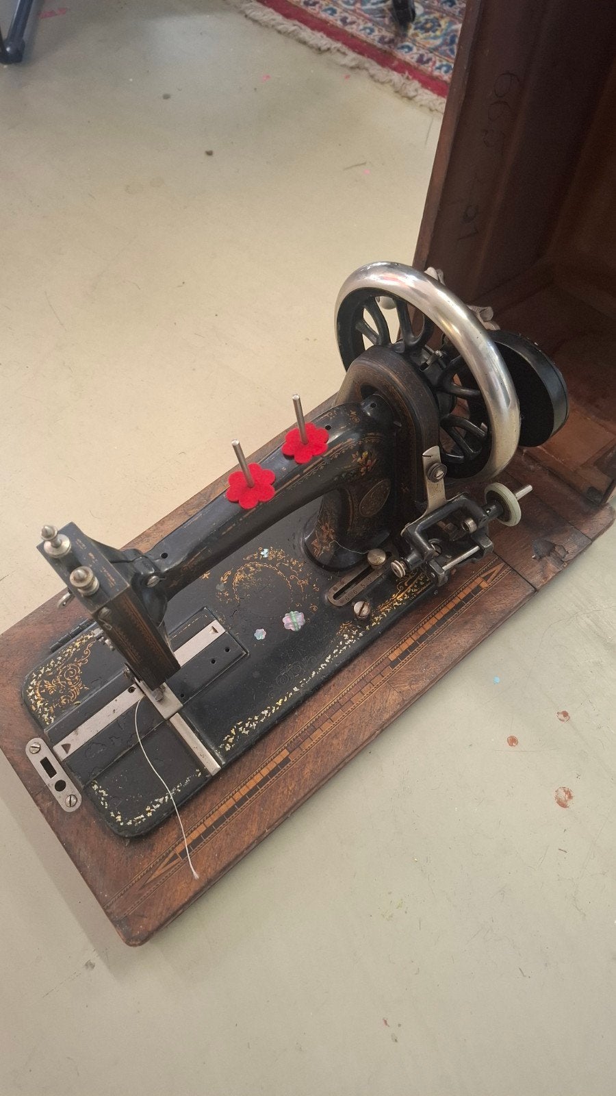 Antieke Naaimachine met Houten Koffer - Decoratief, Ophalen