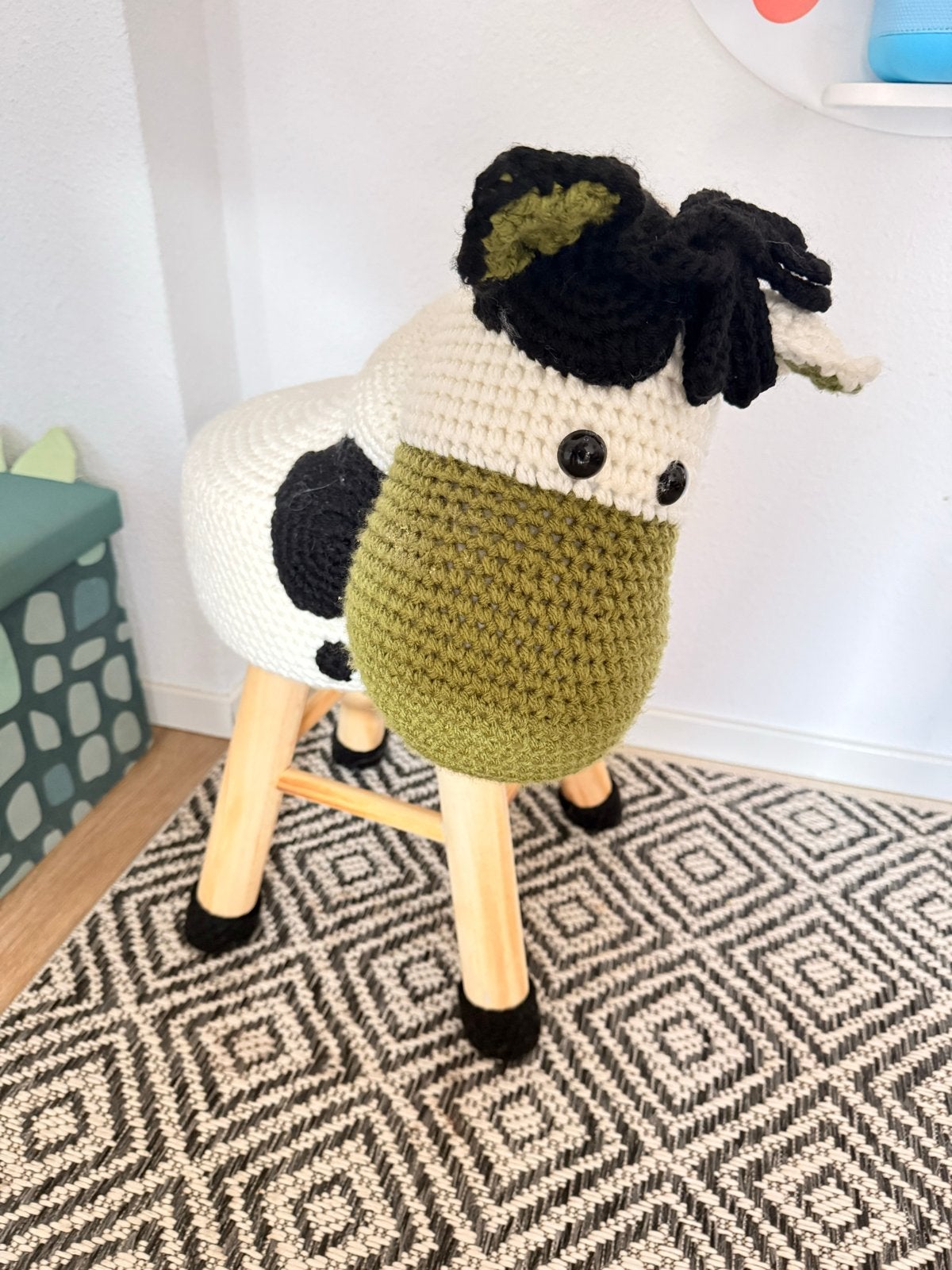 Gehaakte Koe Krukje - Speels en Comfortabel voor Kinderen, Ophalen, Zo goed als nieuw, Hout