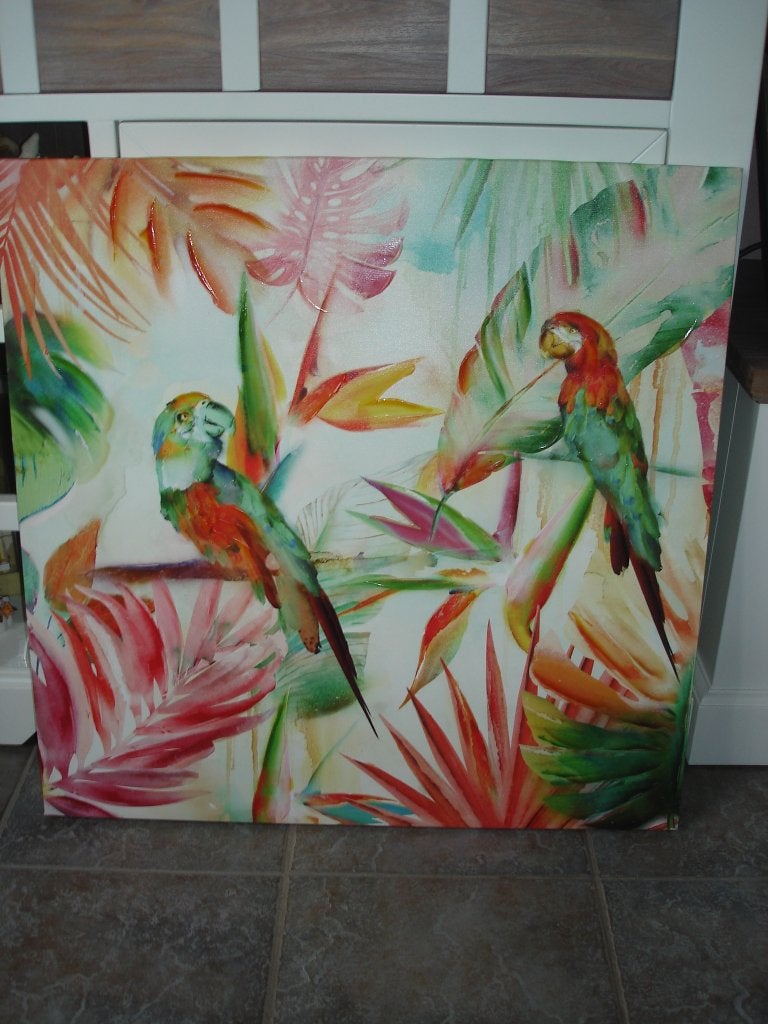 Papegaaien Schilderij, Mooi voor  in de serre of onder afdak, Tuin en Terras, Ophalen, Zo goed als nieuw