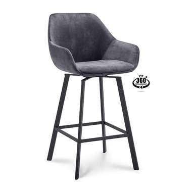 Set van 4 grijze draaibare barkrukken, Huis en Inrichting, Barkrukken, 4 krukken, Ophalen, 60 tot 90 cm