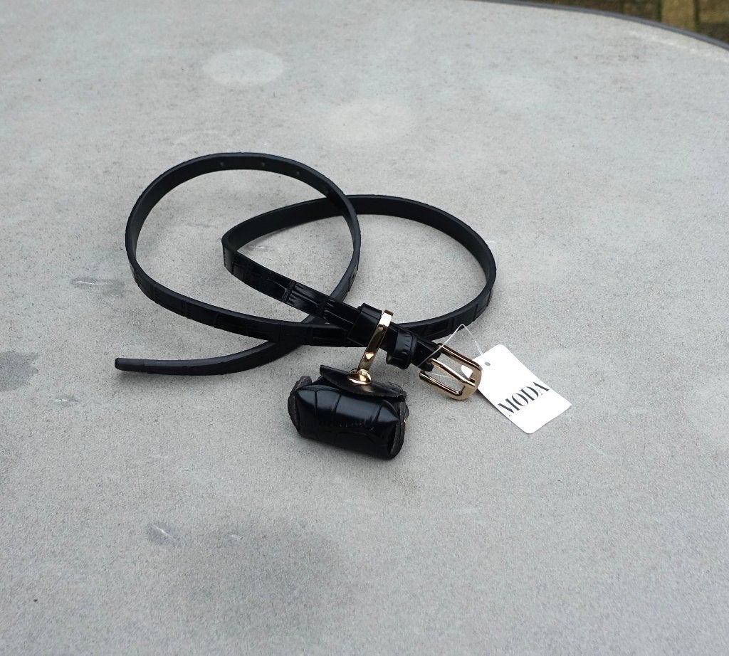 smalle damesriem met mini tasje LF-9985 / 110 x 1,3 cm nieuw, Minder dan 3 cm, 100 cm of meer, Zwart, Nieuw
