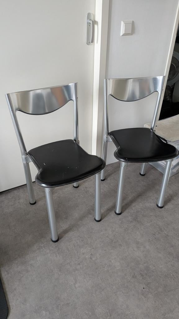 Antonello Mosca For Ycami  design aluminium leren stoelen, Huis en Inrichting, Stoelen, Ophalen, Gebruikt, Zwart, Leer