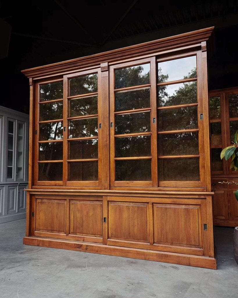 Hoge eikenhouten winkelkast | Winkelvitrine #0135