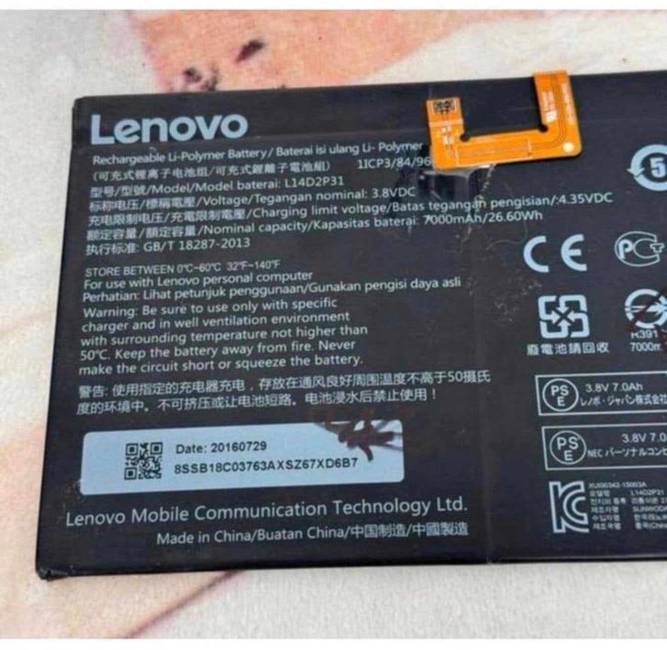 Originele L14D2P31 accu Lenovo TAB2 A10-30 A10-70 A10 NIEUW, P, P, P, Nieuw
