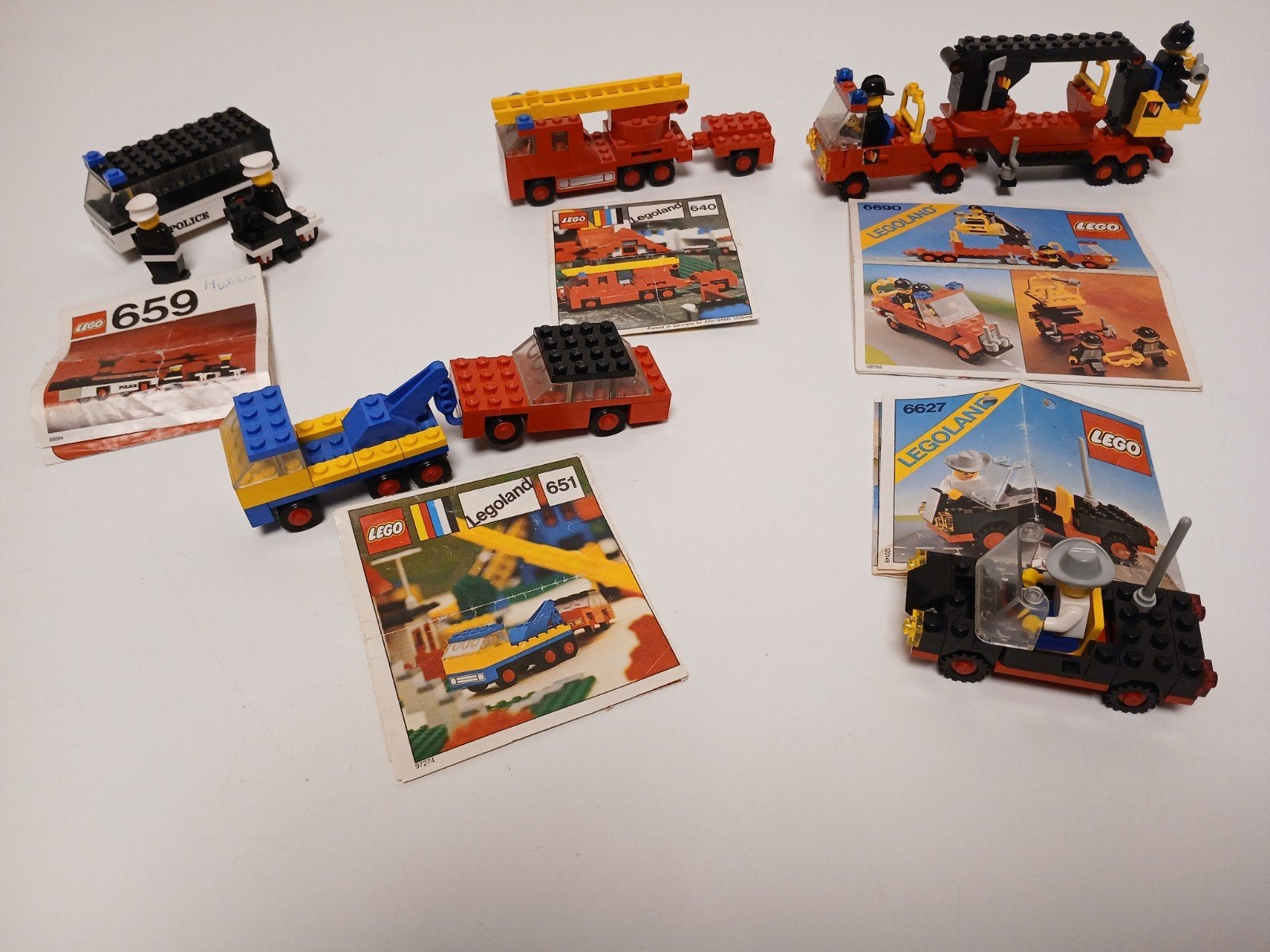 Vintage lego sets 651, 640-1, 6690, 6627 en 659 met boekjes, Kinderen en Baby's, Speelgoed | Duplo en Lego, Ophalen of Verzenden