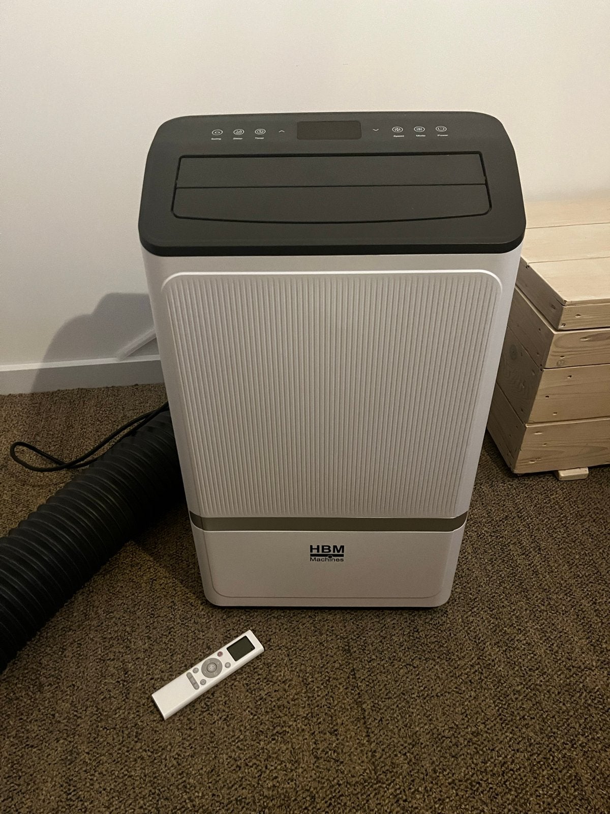 HBM Stille Mobiele Airconditioner 12000 BTU, Ophalen, 3 snelheden of meer, Zo goed als nieuw, Koelen en Ontvochtigen