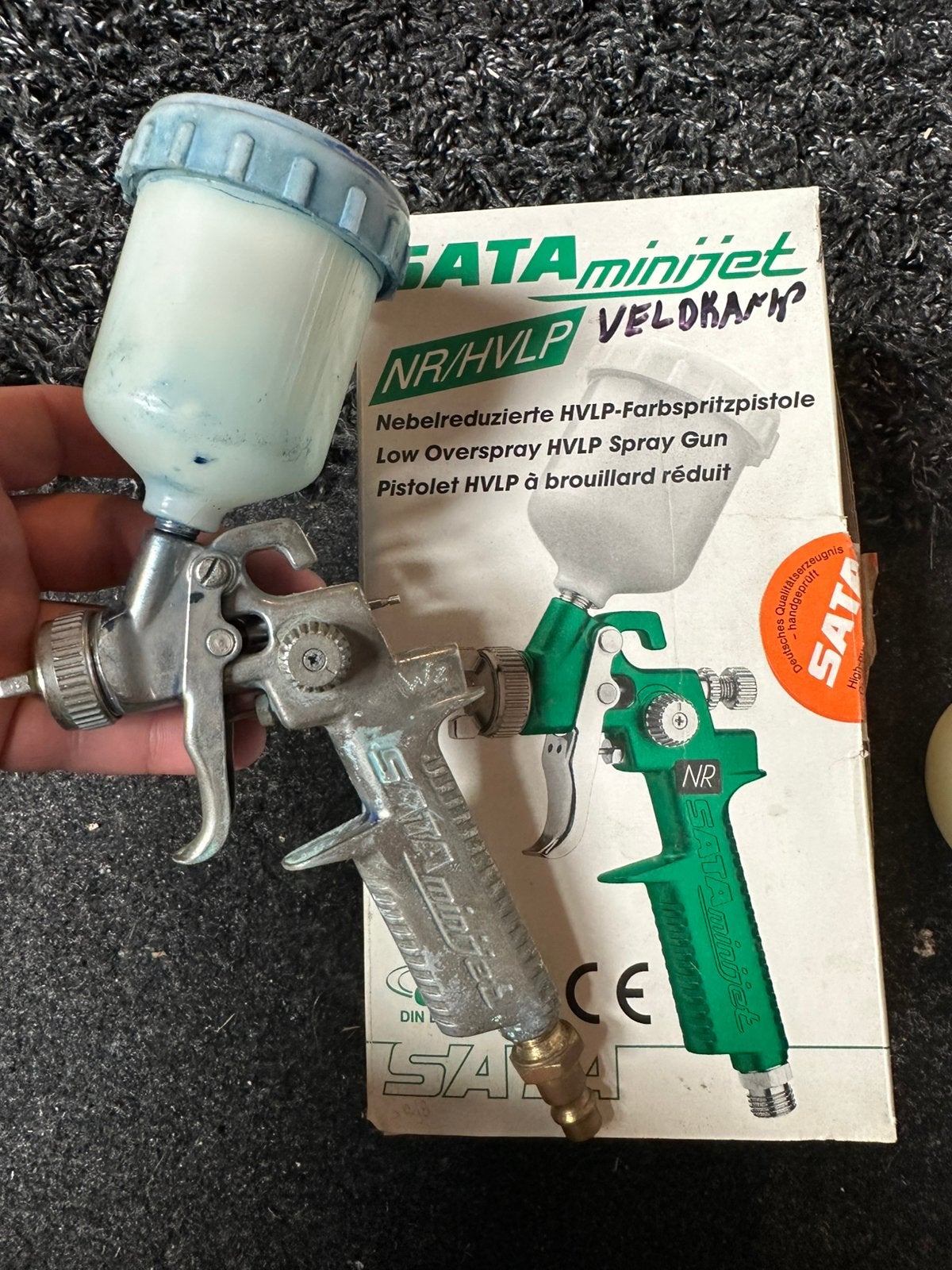 Sata Minijet NR/HVLP [ incl doos, boekjes, extra ], Ophalen of Verzenden, Gebruikt, Verfspuit of Verfpomp