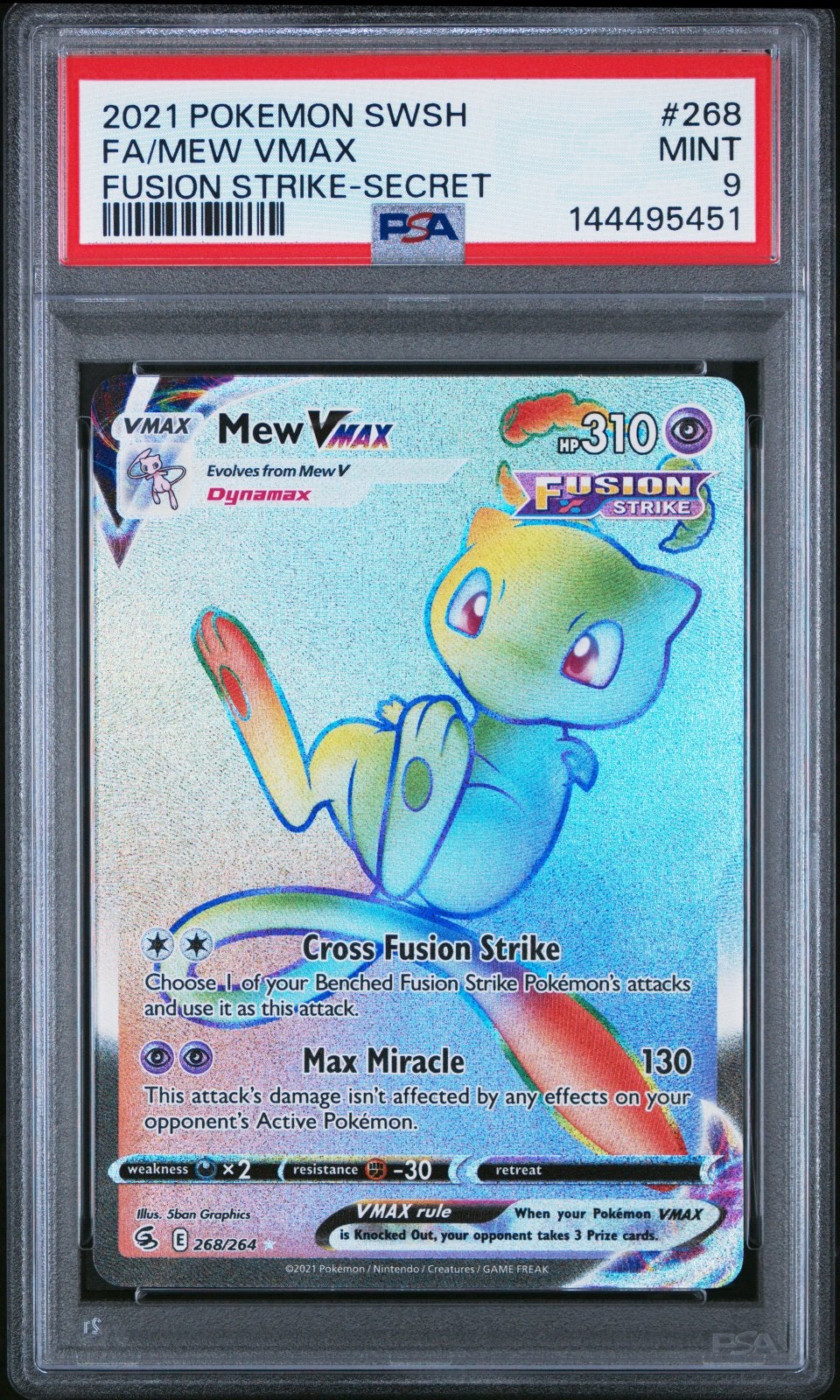 Pokemon Mew VMAX #268 Fusion Strike PSA 9, Verzenden, Zo goed als nieuw, Losse kaart, Foil