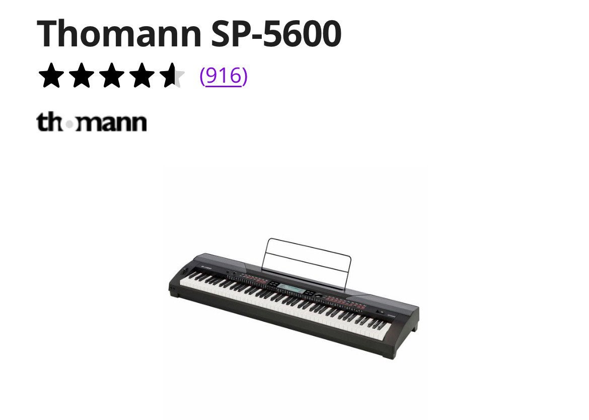 Thomann SP5600 digitale piano, Ophalen, Zwart, Digitaal, Zo goed als nieuw
