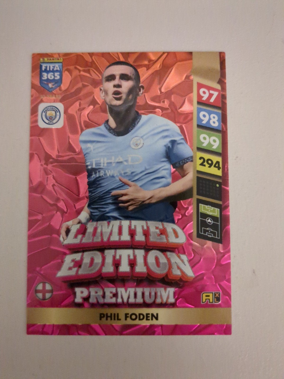 Panini FIFA 365 Limited Edition Premium Phil Foden kaart, Ophalen of Verzenden, Zo goed als nieuw, Buitenlandse clubs, Spelerskaart