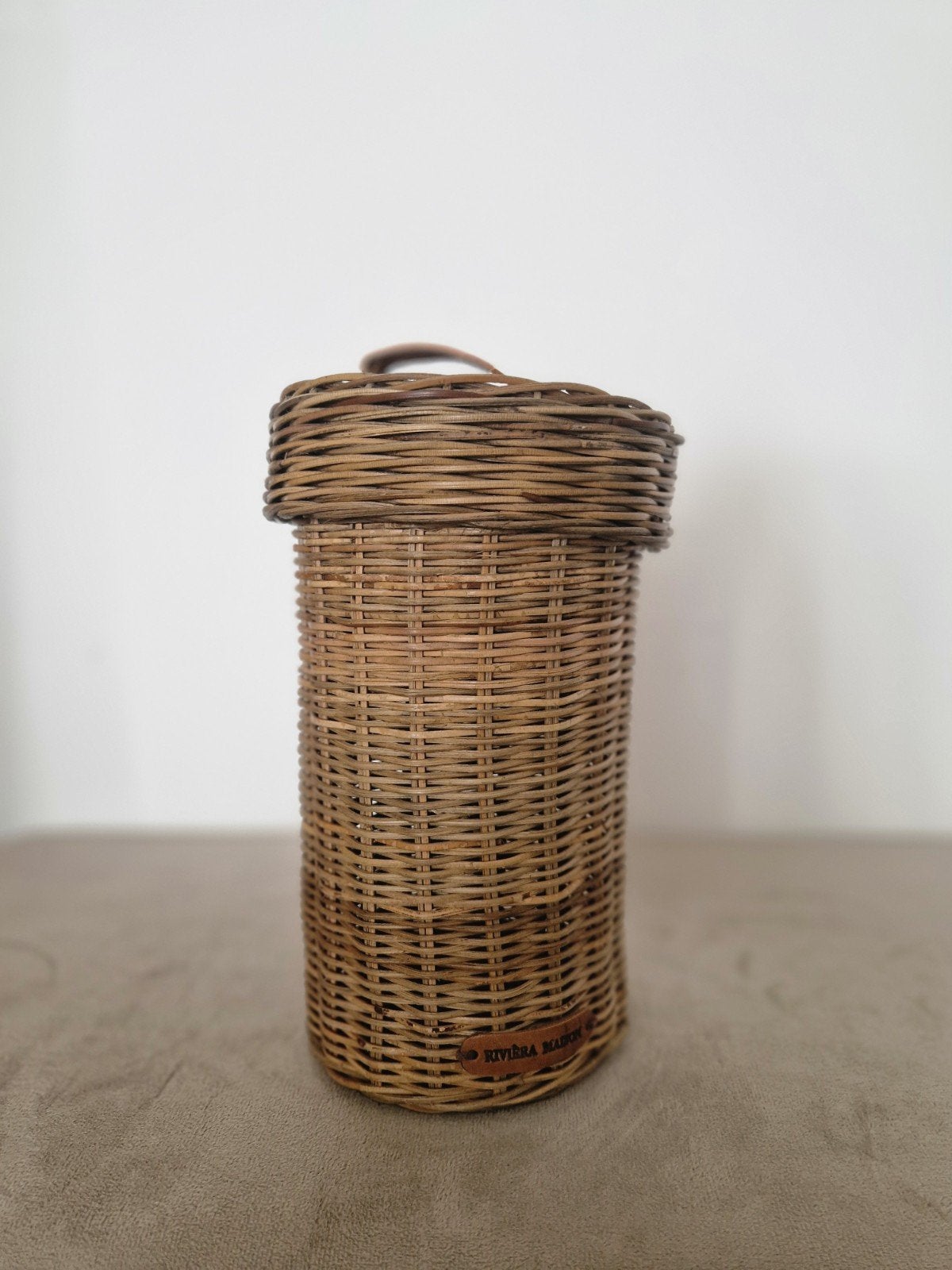 Rustic Rattan mandje met deksel en barcode, Nieuw, Ophalen of Verzenden, Landelijk, Natuurlijk materiaal