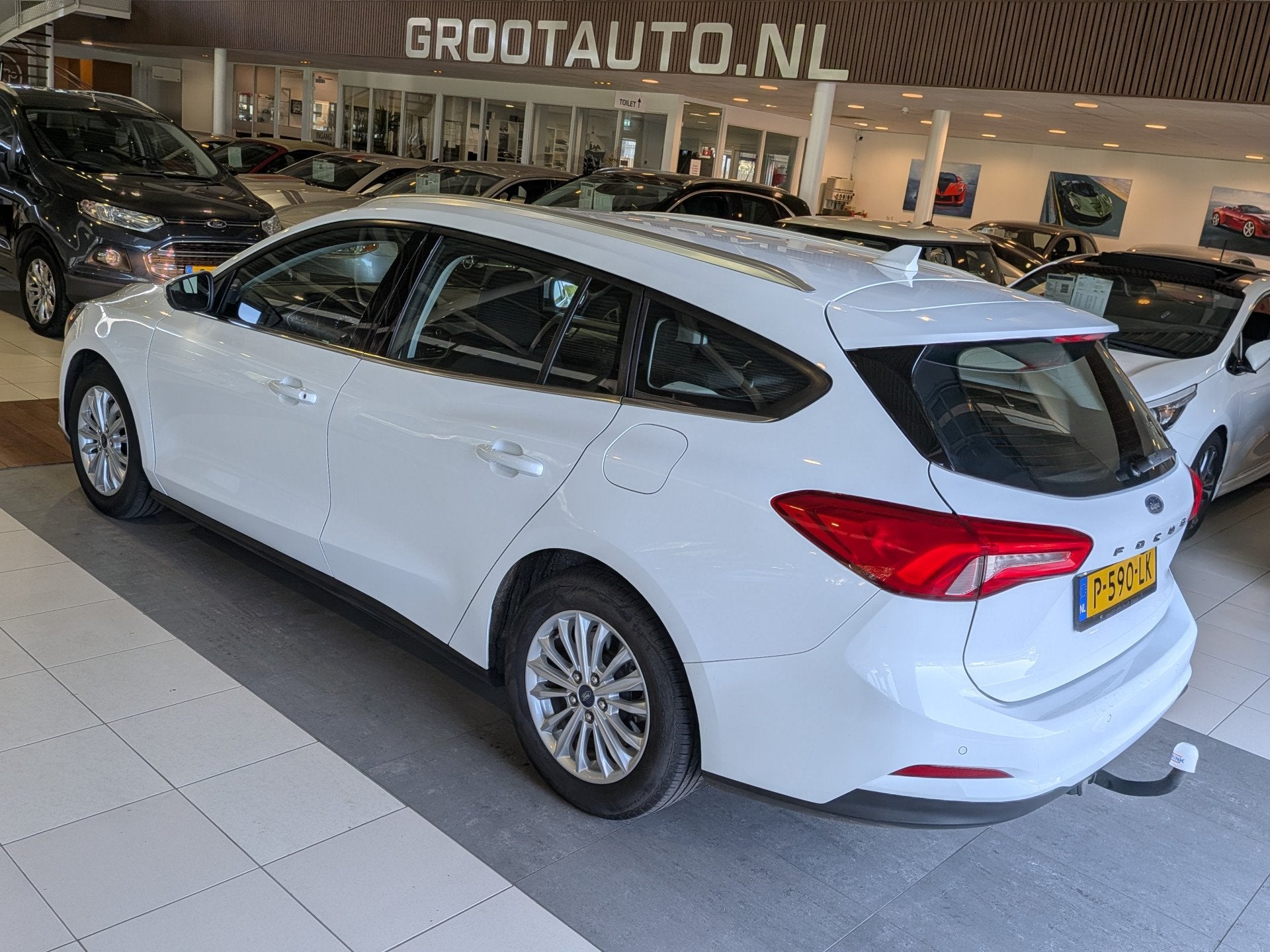 Ford Focus Wagon 1.0 EcoBoost Titanium Business Automaat App, Stof, Gebruikt, Wit, Grijs